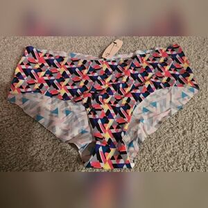 Victoria Secret Seamless/No Show Cheeky Panty-Small-NWT- Geometric Multicolor